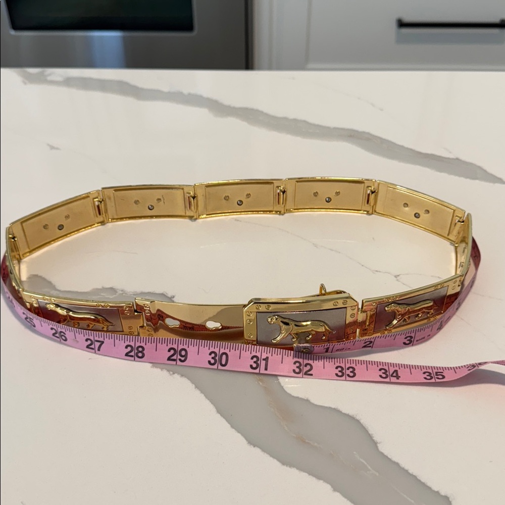 90's Jaguar Silver and Gold Tile Link Belt - Picture 6 of 8